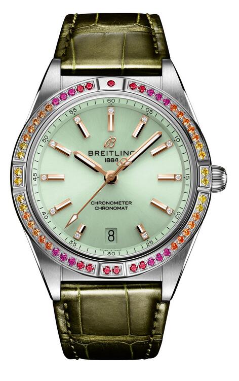 New replica watches maintain the fresh visual effect with mint green color.