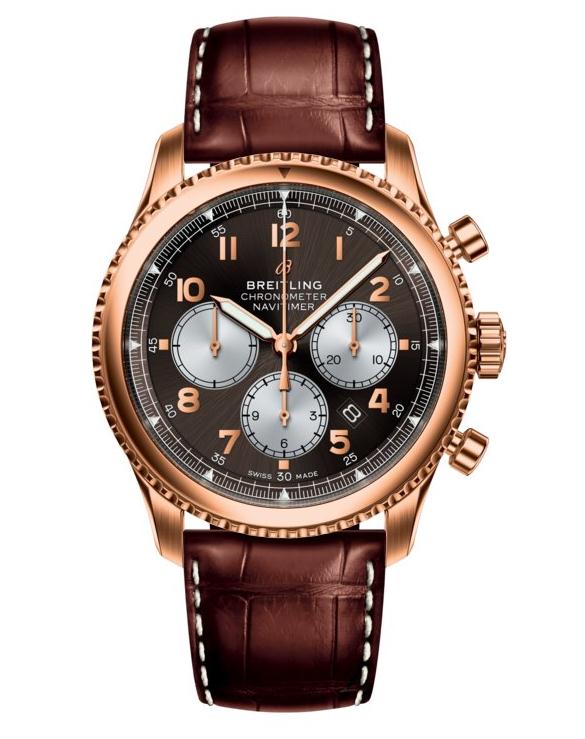 The durable fake Breitling Navitimer Chronograph RB0117131Q1P1 watches are made from 18k red gold.