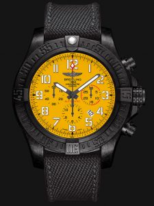 The comfortable replica Breitling Avenger XB0180E4 watches have black rubber straps.