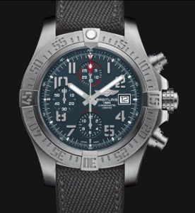 The 45 mm fake Breitling Avenger Bandit E1338310 watches have titanium grey dials with Arabic numerals.