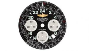 The 43 mm fake Breitling Navitimer AB0210B4 watches have black dials.