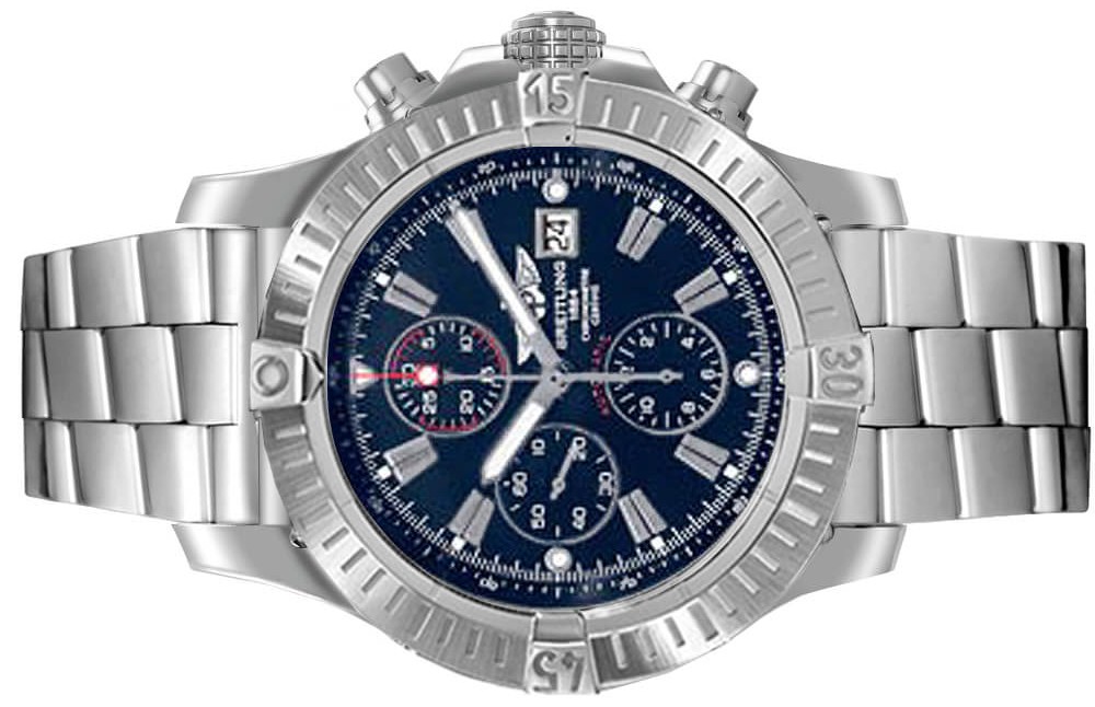 The 48 mm copy Breitling Avenger A1337011 watches have blue dials.