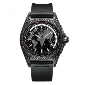 The black rubber straps fake watches are decorated with diamonds.