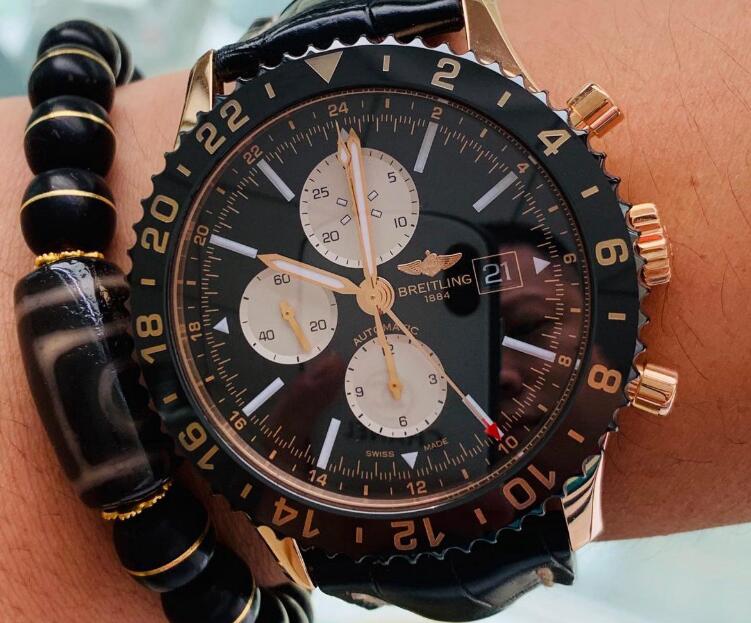 The white sub-dials are striking on the black.